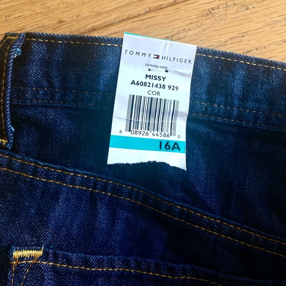 VINTAGE Y2K TOMMY HILFIGER JEANS SIZE 16A DARK WASH STRAIGHT LEG BOYFRIEND NWT - Picture 4 of 15